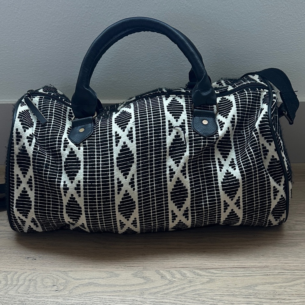 Black and White Patterned Duffel Bag